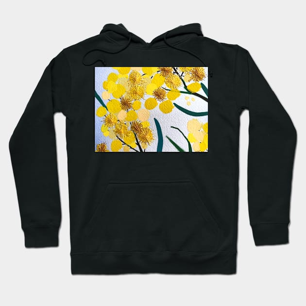 Golden Wattle Flowers by Leah Gay Hoodie by leahgay